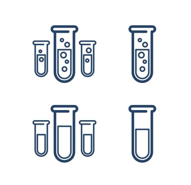 Test tübü vektörü basit doğrusal simge, bilim kimyası ve tıp analiz çizgisi sanat sembolü, laboratuvar araştırması.