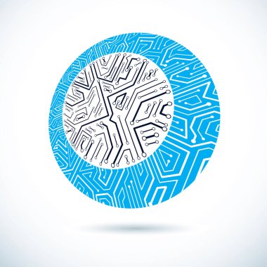 Dairesel mikro işlemci şeması olan vektör teknolojisi işlemci tasarımı. Bilgisayar devre kartı, dijital öge.