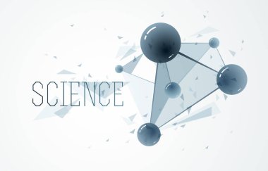 Moleküller ve atomlar vektör soyut arkaplan, bilim kimyası ve fizik temalı illüstrasyon, mikroskobik parçacıklar, mikroskobik araştırma ve teknoloji teması.