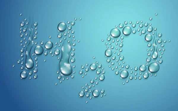 Lettres H2O Conçues Avec Des Gouttes Eau Réalistes Avec Fond — Image vectorielle