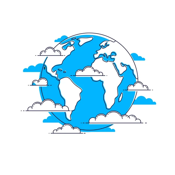 Planeta Země Vektorové Ilustrace Izolované Bílém Pozadí Amerika Afrika Evropa — Stockový vektor