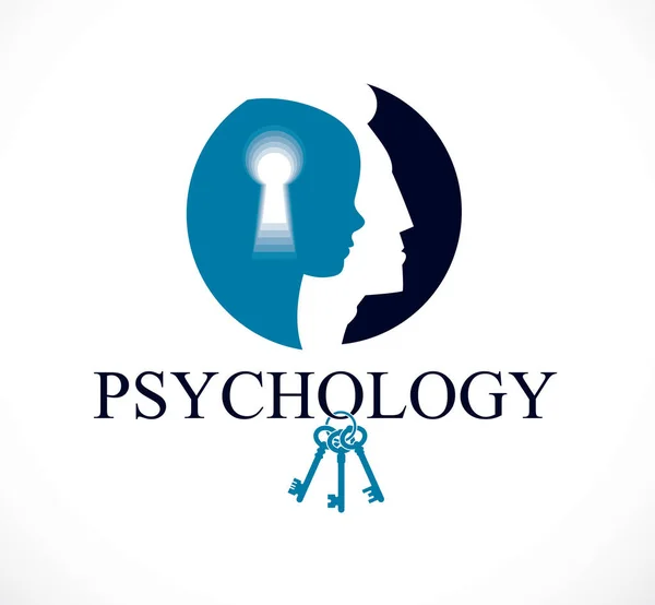 Psychologia Projekt Wektora Zdrowia Psychicznego Stworzony Profilem Głowy Człowieka Małym — Wektor stockowy