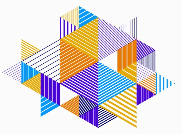 Cubes Triangles Tapissés Fond Vectoriel Abstrait Rayé Avec Élément Style — Image vectorielle