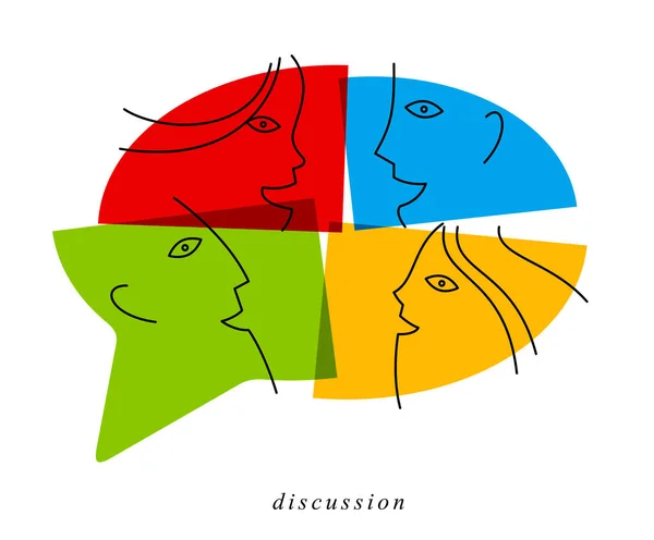 在白人 对话或头脑风暴 讨论或争论中孤立的概念言语泡沫交流概念向量符号 — 图库矢量图片