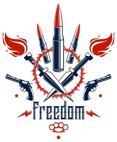 Revoluční Válečný Vektorový Znak Kulkami Zbraněmi Logem Nebo Tetováním Spoustou — Stockový vektor