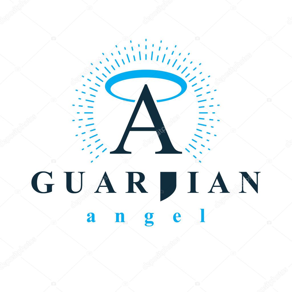 Archangel vector conceptual symbol for use in catechesis organizations.