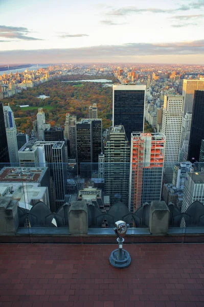 Panoramic View New York City Central Park Sunset Empty Roof — Stock Photo, Image