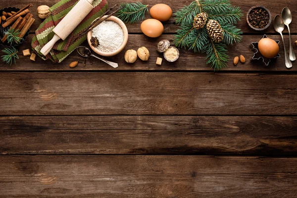 Кулінарний фон для різдвяної випічки — стокове фото