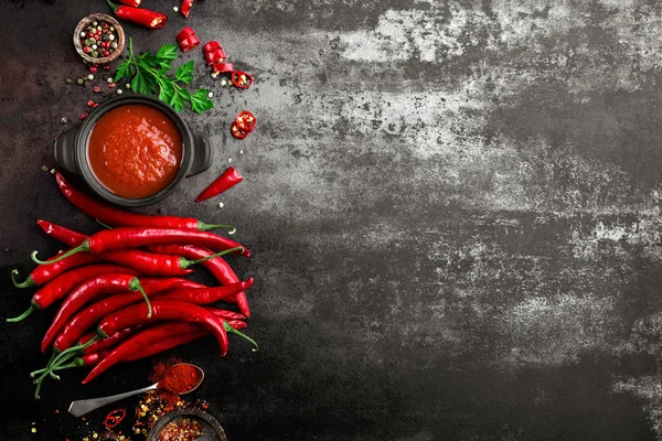 Sos picant de chili, ketchup — Fotografie, imagine de stoc