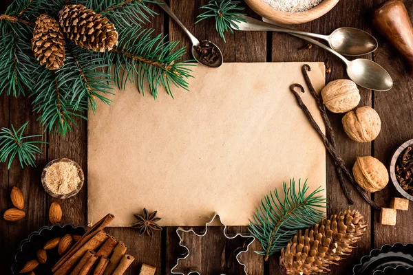Weihnachtlicher kulinarischer Hintergrund — Stockfoto