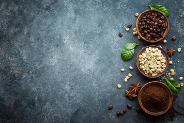 Kahve arka plan, üstten görünüm