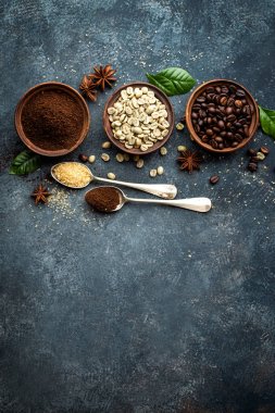 Kahve arka plan, üstten görünüm