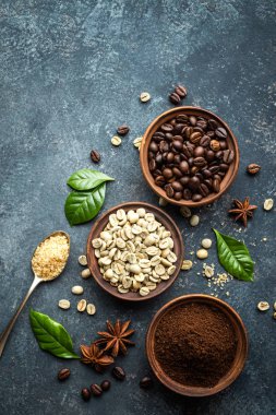 Kahve arka plan, üstten görünüm