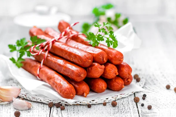 Sausages on white background — Stock Photo, Image