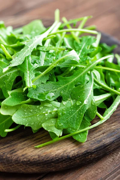 Folhas de arugula frescas, closeup de rúcula — Fotografia de Stock