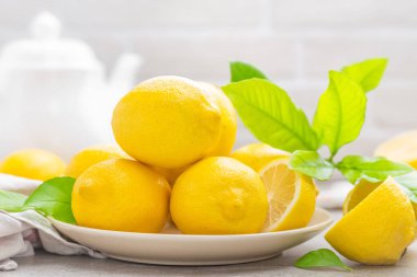 Taze limon limon yaprakları ile