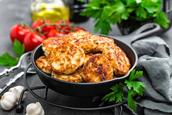 Chicken meat cutlets on table — Stock Photo, Image