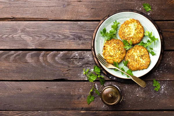 Vegetable zucchini pancakes on plate — Stock Photo, Image