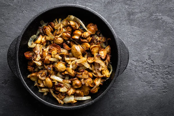 Champignons Gebakken Met Bovenaanzicht — Stockfoto