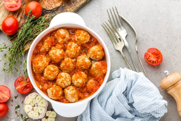 Köttbullar Tomatsås Italienska Köket — Stockfoto