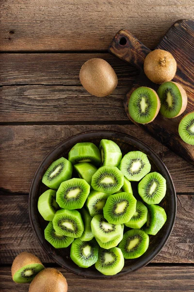 Kiwi Fruit Wooden Rustic Table Ingredient Detox Smoothie — Stock Photo, Image