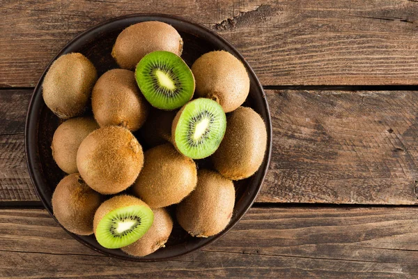 Kiwi Fruit Houten Rustieke Tafel Ingrediënt Voor Detox Smoothie — Stockfoto