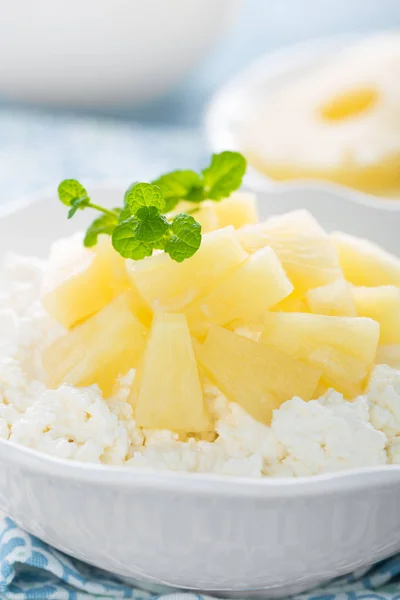 Cheese Cottage Dessert Curd Pineapple Yogurt — Stock Photo, Image