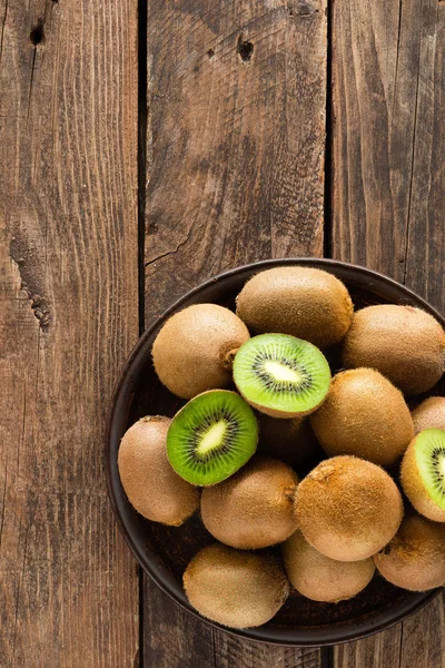 Kiwi Fruit Houten Rustieke Tafel Ingrediënt Voor Detox Smoothie — Stockfoto