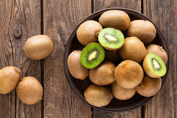 Kiwi Fruit Wooden Rustic Table Ingredient Detox Smoothie — Stock Photo, Image