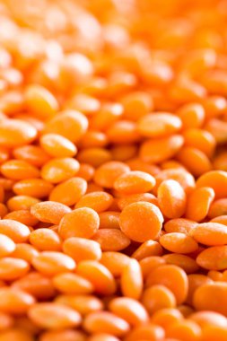 Ham mercimek arka plan. Taze mercimek izole. Vejetaryen yiyecekler. Üstten Görünüm