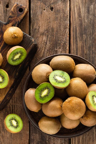 Kiwi Fruit Houten Rustieke Tafel Ingrediënt Voor Detox Smoothie — Stockfoto