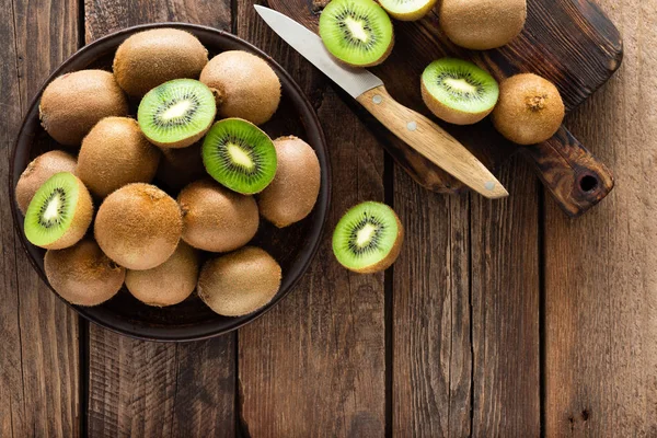 Kiwi Fruit Wooden Rustic Table Ingredient Detox Smoothie — Stock Photo, Image