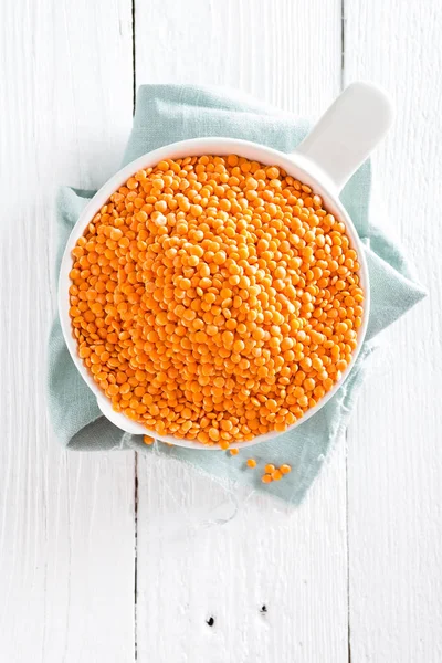 Lenteja Cruda Tazón Sobre Mesa Lentejas Frescas Comida Vegetariana Fondo —  Fotos de Stock