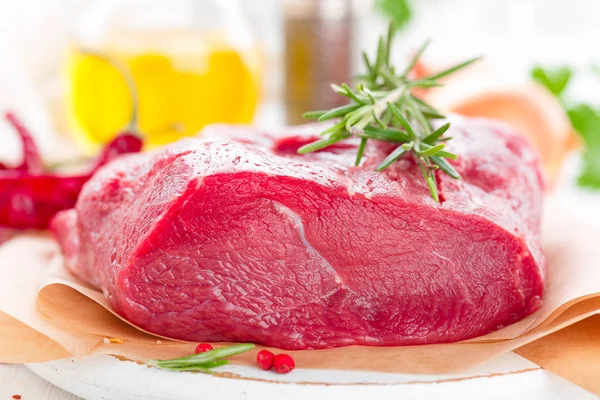 Raw Beef Meat Tenderloin White Background Cooking Ingredients Closeup Fresh — Stock Photo, Image