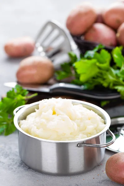 Ясний Фарш Картопля Маслом Молоком Картопляне Пюре — стокове фото