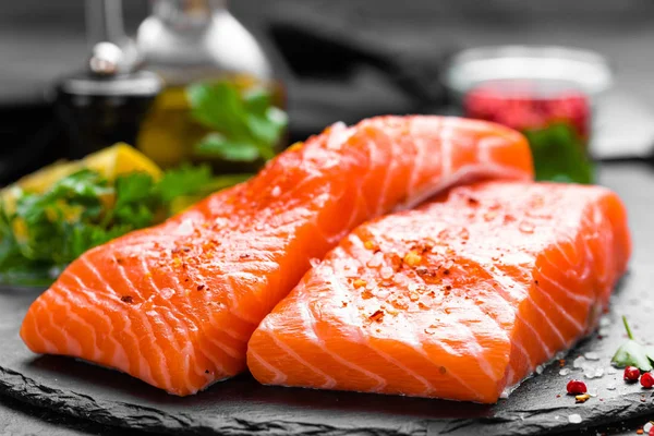 Salmon. Fresh salmon fish. Raw salmon fish fillet