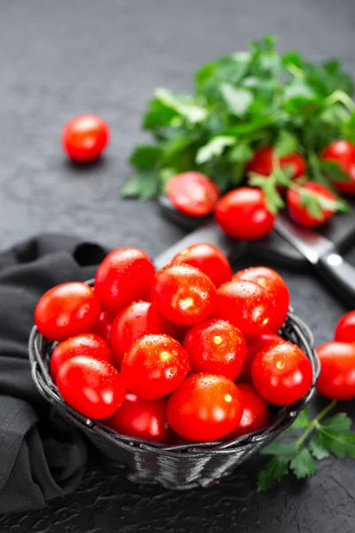 Tomaten Verse Tomaten Mand Tafel — Stockfoto