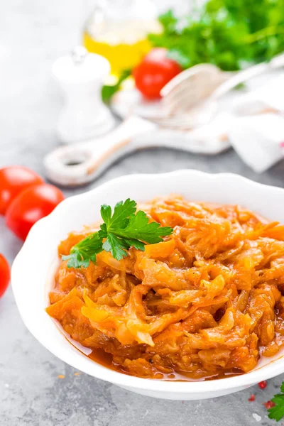 Kohlrabi Kohl Tomatensauce Geschmorte — Stockfoto