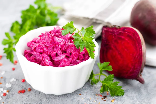 Bietensalade Plantaardige Salade Van Gekookte Bieten — Stockfoto