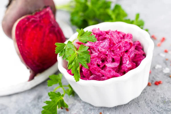 Bietensalade Plantaardige Salade Van Gekookte Bieten — Stockfoto