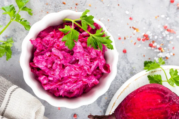 Bietensalade Plantaardige Salade Van Gekookte Bieten — Stockfoto