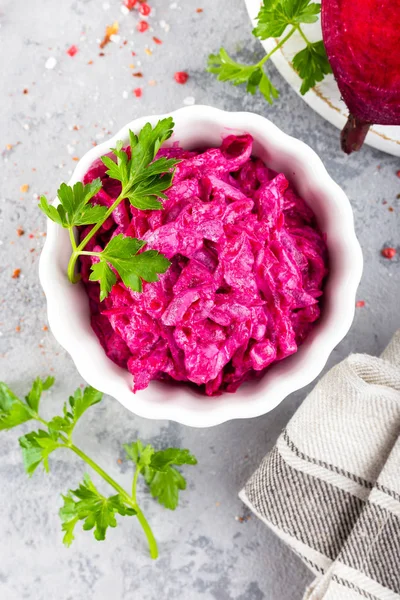 Bietensalade Plantaardige Salade Van Gekookte Bieten — Stockfoto