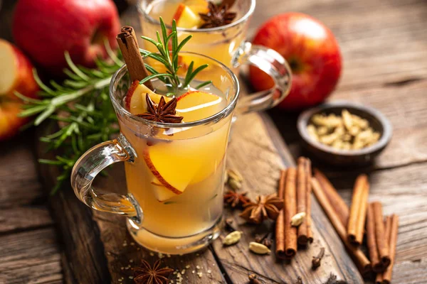 Julglögg Äppelcider Med Kanel Och Anis Traditionell Vinter Uppvärmning Varm — Stockfoto