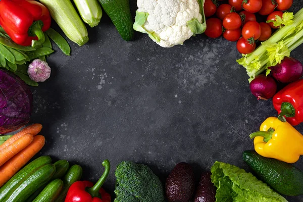 Alimentos Saudáveis Vegetais Orgânicos Crus Frescos Alimentação Limpa Fundo Conceito — Fotografia de Stock