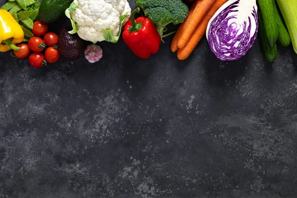 Alimentos Saudáveis Vegetais Orgânicos Crus Frescos Alimentação Limpa Fundo Conceito — Fotografia de Stock