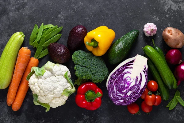 Alimentos Saudáveis Vegetais Orgânicos Crus Frescos Alimentação Limpa Fundo Conceito — Fotografia de Stock