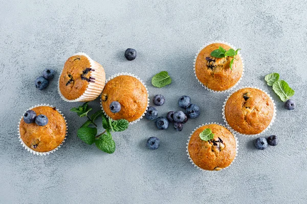 Muffin Pisang Blueberry Dengan Buah Berry Segar — Stok Foto