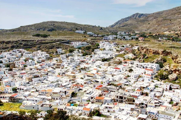 Wspaniały widok, Rodos - Lindos — Zdjęcie stockowe