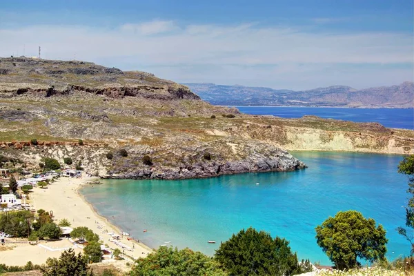 Wspaniały widok, Rodos - Lindos — Zdjęcie stockowe