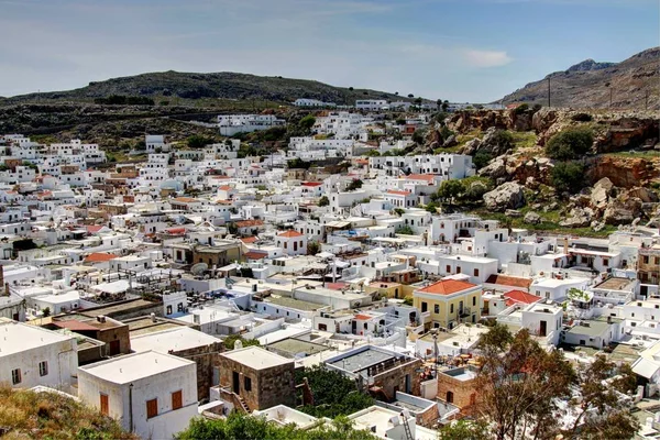 Wspaniały widok, Rodos - Lindos — Zdjęcie stockowe